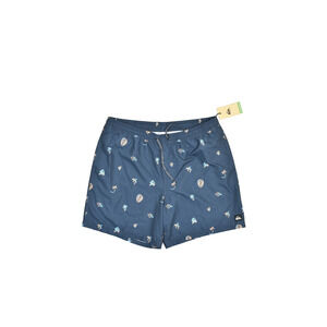 NEW Quiksilver Men's Swim Trunks Hawaiian Print Blue Size XXL 2XL Trunks Swim